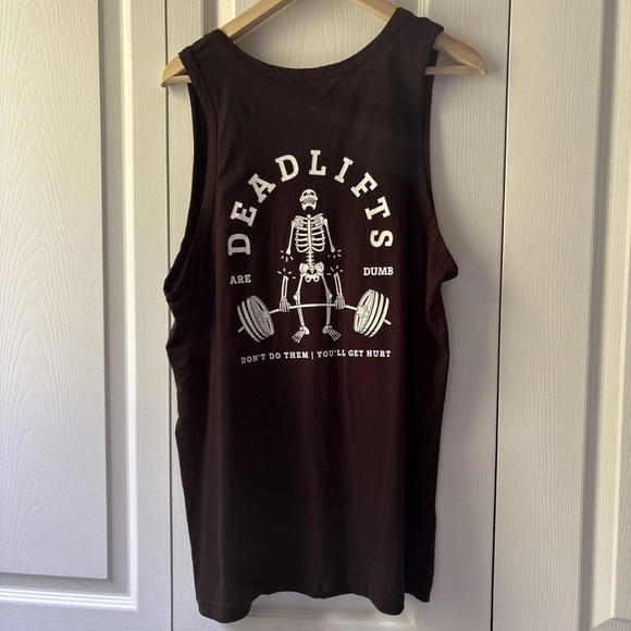 Skeleton Dead Lift Joke Gym Exercise Funny Tank Top- Large - Picture 1 of 3
